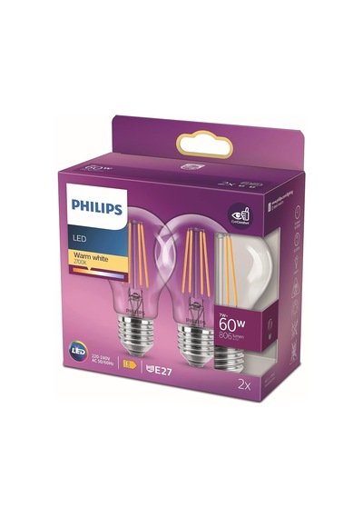 Led Classic 60w A60 Filament Ampul, 2700 Sarı Işık, E27 Normal Duy, Dim Edilmez 2'li Ekopaket