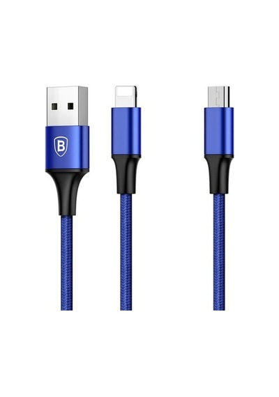 Baseus Rapid Series 2In1 Apple iPhone Uyumlu+ Micro Usb 3.0A Usb Kablo Şarj 1