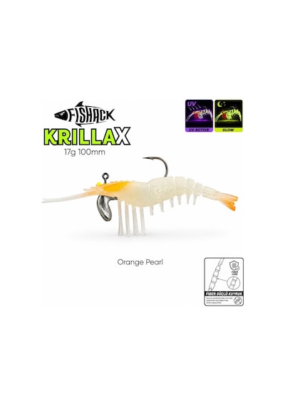 Silikon Karides Yem Fishack Krillax - Uv Boyalı - 17g 100mm - Renk Ghost Chartreuse