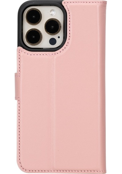 Plm Apple İphone 15 Pro Max Uyumlu Deri Cüzdanlı Kılıf Mwwn Nu2 Pembe Acı Kahverengi