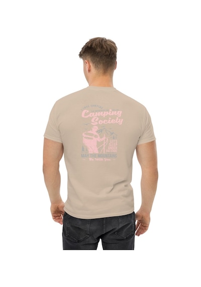 Wildstyle Camping Society Kamp Çadır Yıldız Doğa Gece Baskılı Unisex Pamuklu Tişört Camel