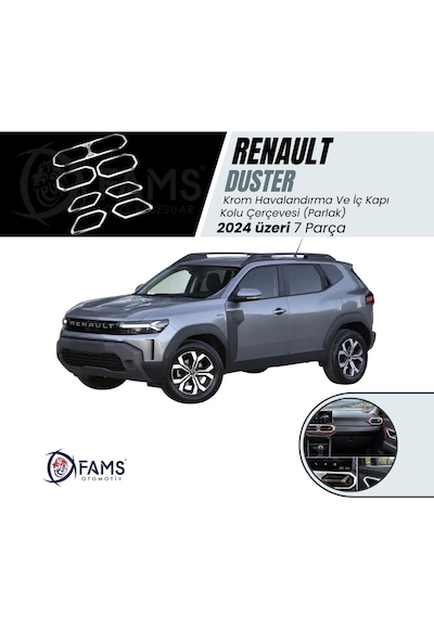 Renault Duster Krom Havalandırma Ve İç Kapı Kolu Çerçevesi 2024 Üzeri 7 Prç P.çelik Parlak