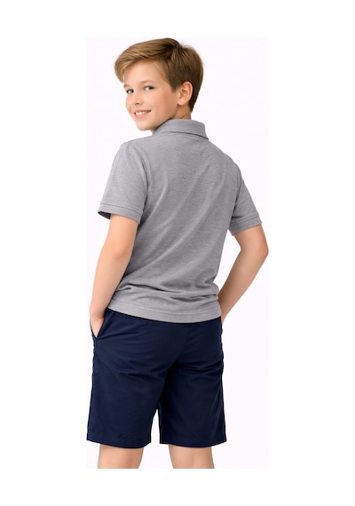 Erkek Kız Çocuk Polo Yaka Kısa Kollu Tişört Bgl-st05505 Gri
