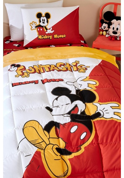 Mickey Funtastic Tek Kişilik Disney Uyku Seti Kırmızı Kırmızı