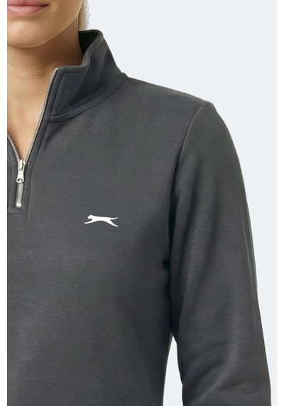Slazenger Maxıs I Kadın Dik Yaka Fermuarlı Gri Sweatshırt Gri