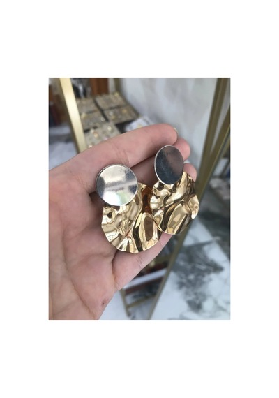 Gold Ve Gümüş Detaylı Küpe Altın 38288402