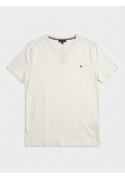 Tommy Hilfiger Crew Neck Slub Tee Erkek Beyaz T-shirt - Um0um03527