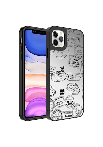 Zeyline Apple Uyumlu iPhone 11 Pro Max Aynalı Desenli Kamera Korumalı Parlak Zore Mirror Kapak-seyahat
