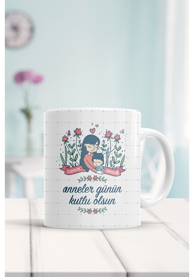 Anneler Günün Kutlu Olsun Baskılı Kupa Bardak Beyaz