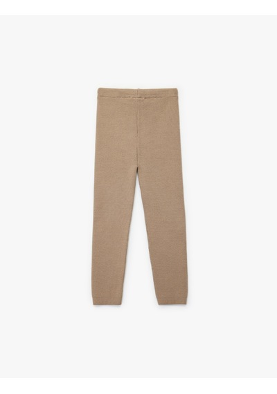 Koton Viskon Karışımlı Beli Bağcıklı Triko Pantolon Bej 6wmg50001ht Ekru