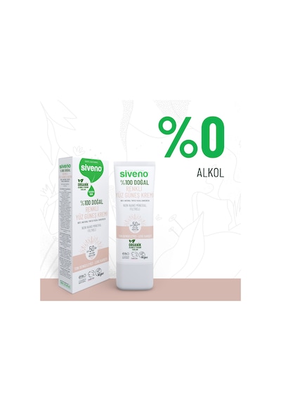 Siveno %100 Doğal Yüz Güneş Kremi Renkli Ton Eşitleyici Leke Karşıtı Uva Uvb Spf 50+ 30 ML