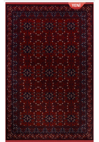 Premium Akrilik Bambu Halı Kırmızı Geleneksel Desenli Salon Halısı 8mm Dokuma Taban Yumuşak Bordo