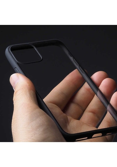 Apple Uyumlu iPhone 12 Mini Kılıf Arkası Şeffaf Kenarları Renkli Endi Kılıf Siyah