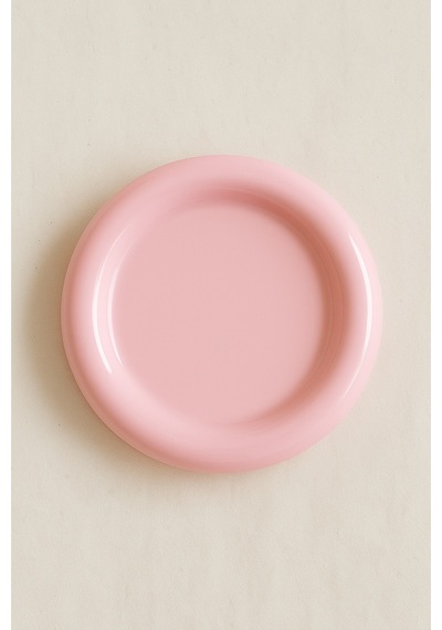 Seramik Küçük Boy Parlak Pembe Donut Tatlı Tabağı Beyaz - 790589968 Beyaz