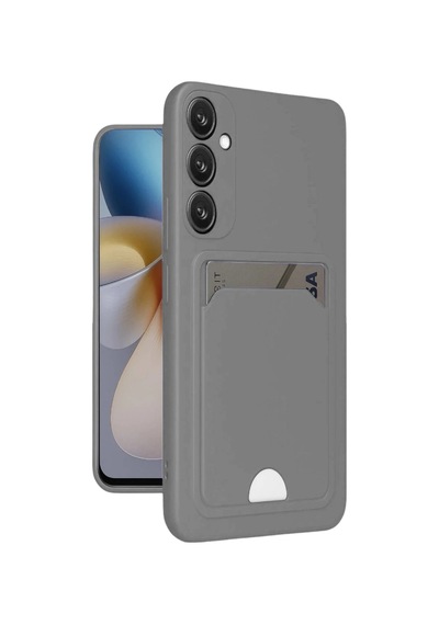 Samsung Uyumlu Galaxy A16 5g Kılıf Kelvin Kartvizitli Silikon - Gri Çokrenkli