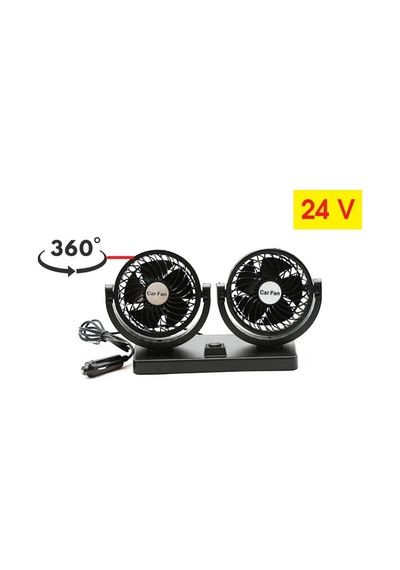 24v Çift Pervaneli Torpido Üstü Vantilatör Fan Ağır Vasıta Uyumlu 360 Derece Döner Başlıklı Araç İçi Soğutucu 2 Kademeli Hız Ayarlı Sessiz Oto Fanı 6.5w