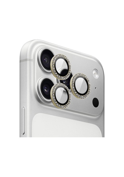 Apple iPhone Uyumlu 17 Pro / Apple iPhone Uyumlu 17 Pro Max İçin Ipg Prolens Kamera Lens Koruyucu Elmas Taş Çerçeveli, Kırılmaz Cam Altın