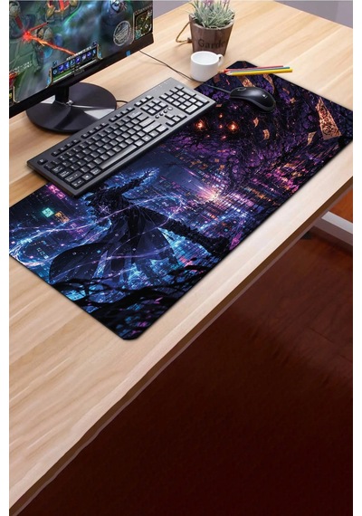Sonictouch Klavye Mousepad 40x90cm Dikişsiz Pürüzsüz Sıvı Geçirmez Kaymaz Taban Neon Büyücü