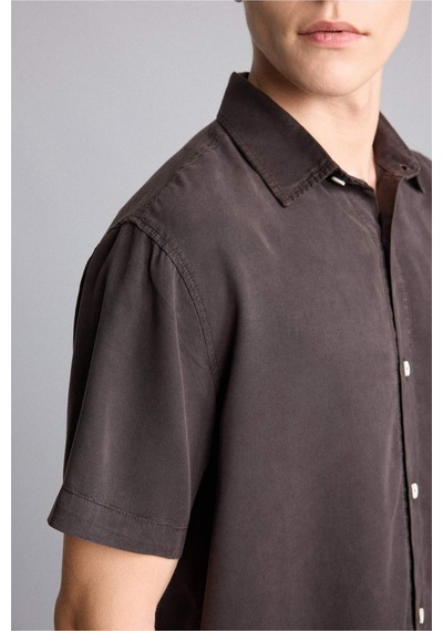 Defacto Regular Fıt Tencel Kısa Kollu Gömlek E2530ax26smbn339 Kahve-bn339