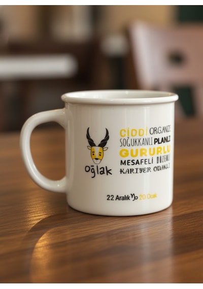 Oğlak Burcu Porselen Kupa Bardak 250cc Beyaz