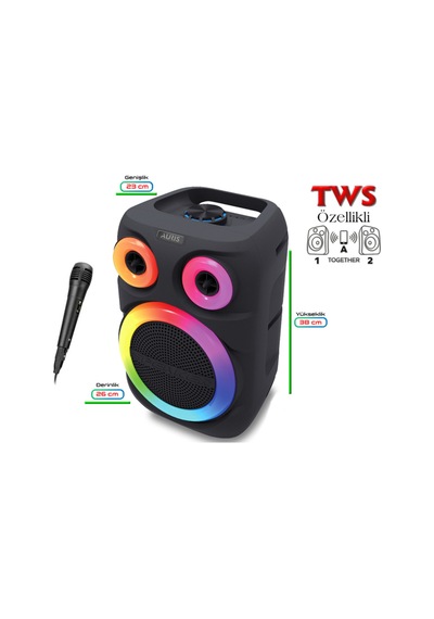 Kln200 25w 8 İnç Mikrofonlu Rgb Bluetooth Hoparlör