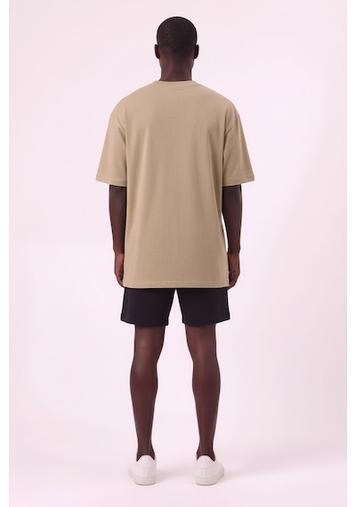 Bad Bear Lixa Air Jordan Orta Logo Krem Oversize Erkek T-shirt 142715 SİYAH