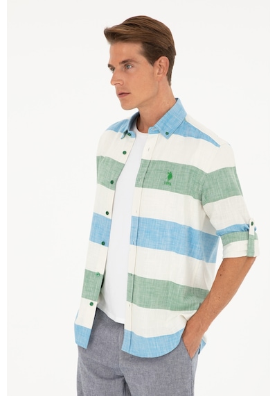 U.s. Polo Assn. Erkek Yeşil Gömlek Desenli 50283348-vr054 Yeşil