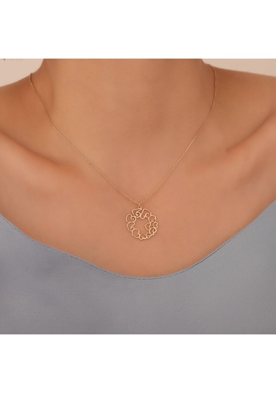 14 Ayar Altın Kaplama Kalp Çember Kolye Minimal Romantik Tasarım - Cn00388