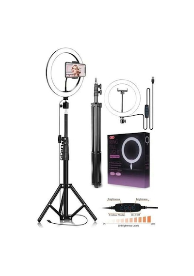 Ring Fill Light Led Işıklı Tripod 10 Inç Halka Youtuber Tiktok Makyaj Işığı Ayaklı Tripot