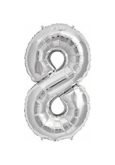 Folyo balon rakam 8 gümüş 16 ınc(40cm) pk:1
