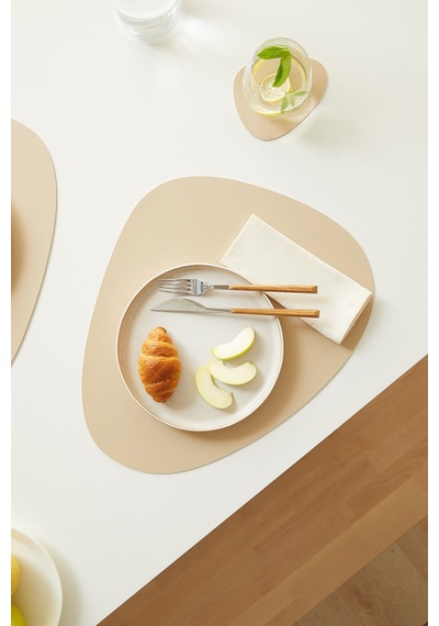 Home Wave 6'lı Bej/taş Renk Suni Deri Amerikan Servis Set 45 X 36 Cm Bej