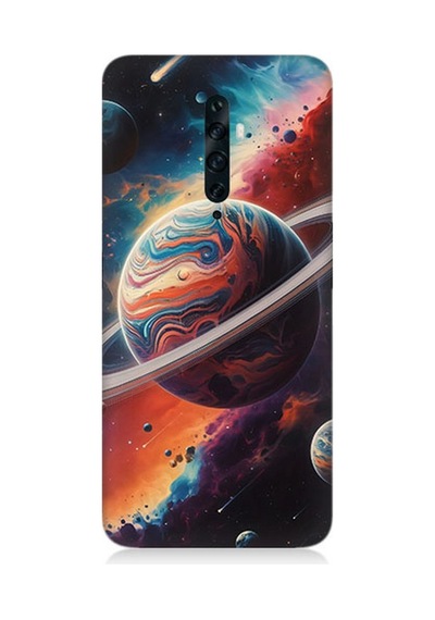 Oppo Reno 2z Uyumlu Gezegenler Arasında Renkler Desenli Silikon Kılıf Çok Renkli