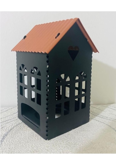 Fener Mumluk Ev Model Lüx, Metal, Siyah, 12 Cm Yükseklik Diğer