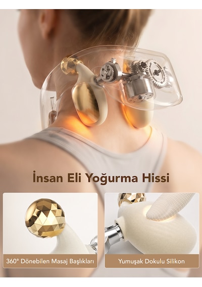 Skg Ps700 Akıllı Boyun Masaj Aleti Profesyonel Shiatsu Yoğurma Teknolojisi Derin Doku Masajı Üçlü Kızılötesi Isı Terapisi Mobil App Dahili Bluetooth Hoparlör Type -c Şarjlı Altın