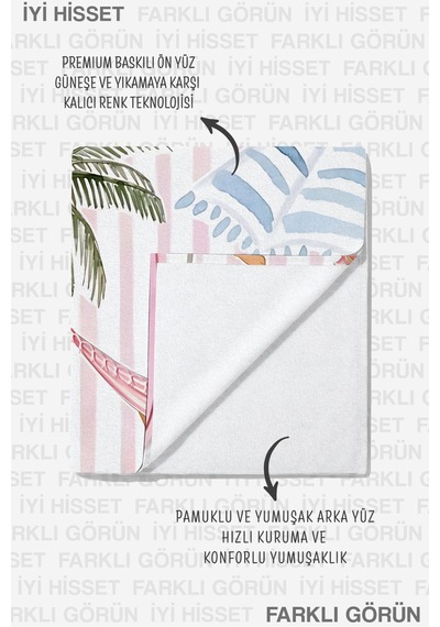 Tropikal Çizgili Palmiye Güneş Plaj Havlusu-bohem Pembe Beyaz Marine Hızlı Kuruyan Mikrofiber Havlu Çok Renkli