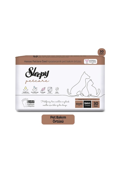 Sleepy Petcare Bakım Seti ( Pet Bakım Örtüsü 30'lu + 60 Yaprak Islak Havlu + Şampuan 500 ML)