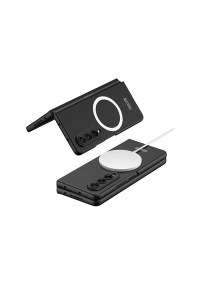 Rba Aksesuar Galaxy Uyumlu Z Fold 4 Kılıf Wireless Şarj Özellikli Rba Kıpta M-safe Kapak - Siyah Siyah