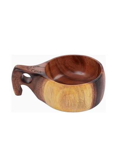 Barebones Kuksa Wooden Drinking Cup 16oz Akasya Ahşap Kamp Kupası Mutfak Aksesuarları Kahverengi