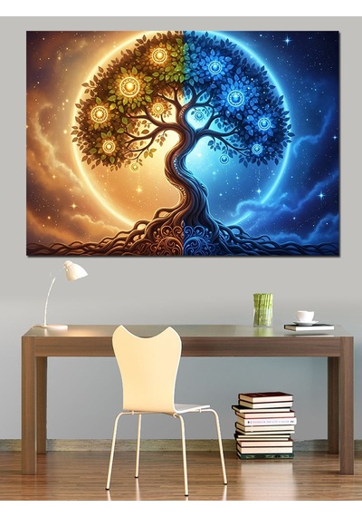 Ahşap Tablo Gece Yarısı Parlayan Hayat Ağacı