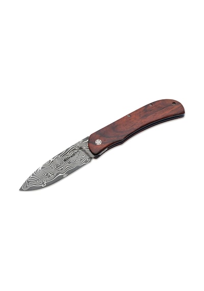 Böker Plus Exskelibur i Cocobolo Damascus Kamp Çakı Kahverengi - Gümüş