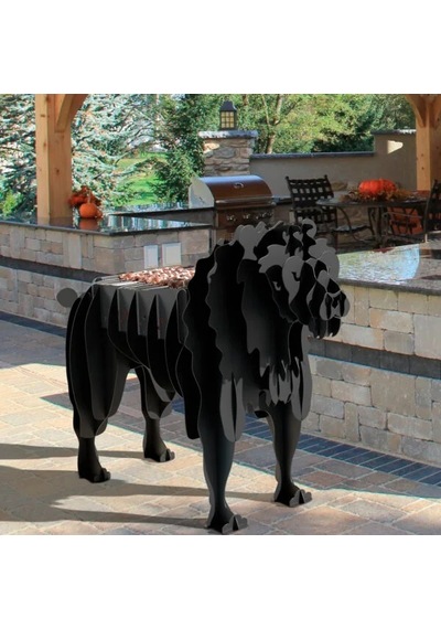 Aslan Şeklinde Mangal, Kömürlü Barbekü, Metal Aslan Mangal, Dekoratif Heykel