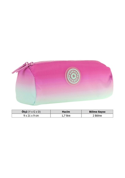 Kaukko İki Bölmeli Kız Çocuk Okul Kalem Çantası - Pembe Turkuaz - K2709 Pembe - Turkuaz