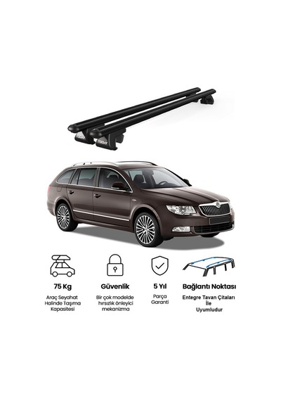 Venüs Skoda Superb Wagon 2015 Ve Sonrası Uyumlu Siyah Ara Atkı Port Bagaj Tavan Barı