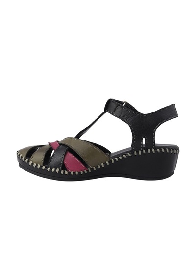 Albini Hakiki Deri Comfort Dolgu Topuk Kadın Sandalet Alb2660209y Siyah