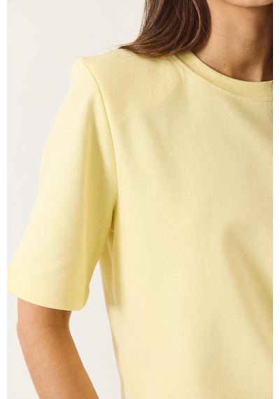 Shade Kadın Bisiklet Yaka Vatkalı Pamuklu Basic T-shirt 241134 60283128 - Tereyağ Çok Renkli