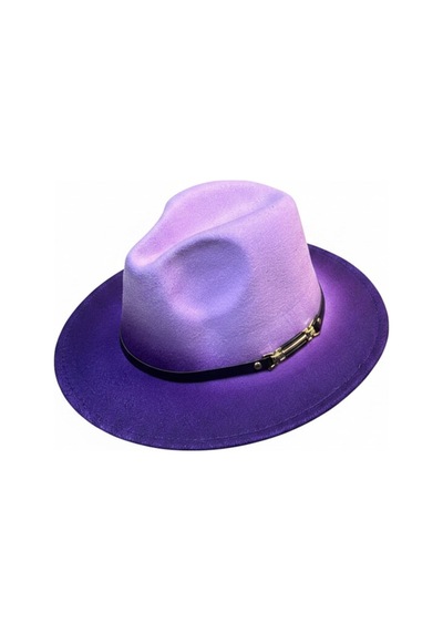 Gigi Luxe Özel Tasarım Fedora Fötr Şapka Ayarlanabilir Gold Aksesuarlı Kovboy Fötr Mor Mor