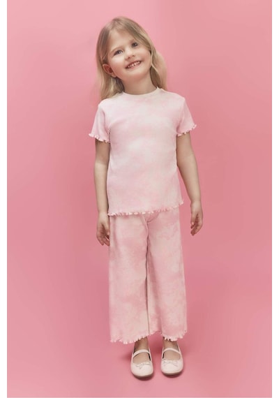 Defacto Wıde Leg Batik Fitilli Kaşkorse Pantolon Kız Bebek H0681a526sppn171 Pembe-pn171