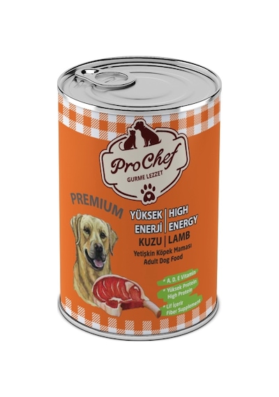 Prochef Kuzu Etli Kıyılmış Premium Yüksek Enerji Yetişkin Köpek Maması 12 x 415 G