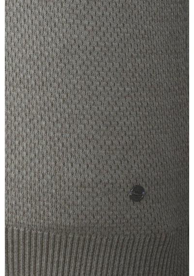 Erkek Triko Yarım Fermuarlı Bej Slim Fit Desenli Pamuklu Knitwear Ncs Jeans 3709 Bej