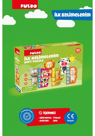Puedo İlk Kelimelerim Eva Puzzle Hayvanlar 41 Parça Eğitici 3+ Çocuk Oyuncak Seti